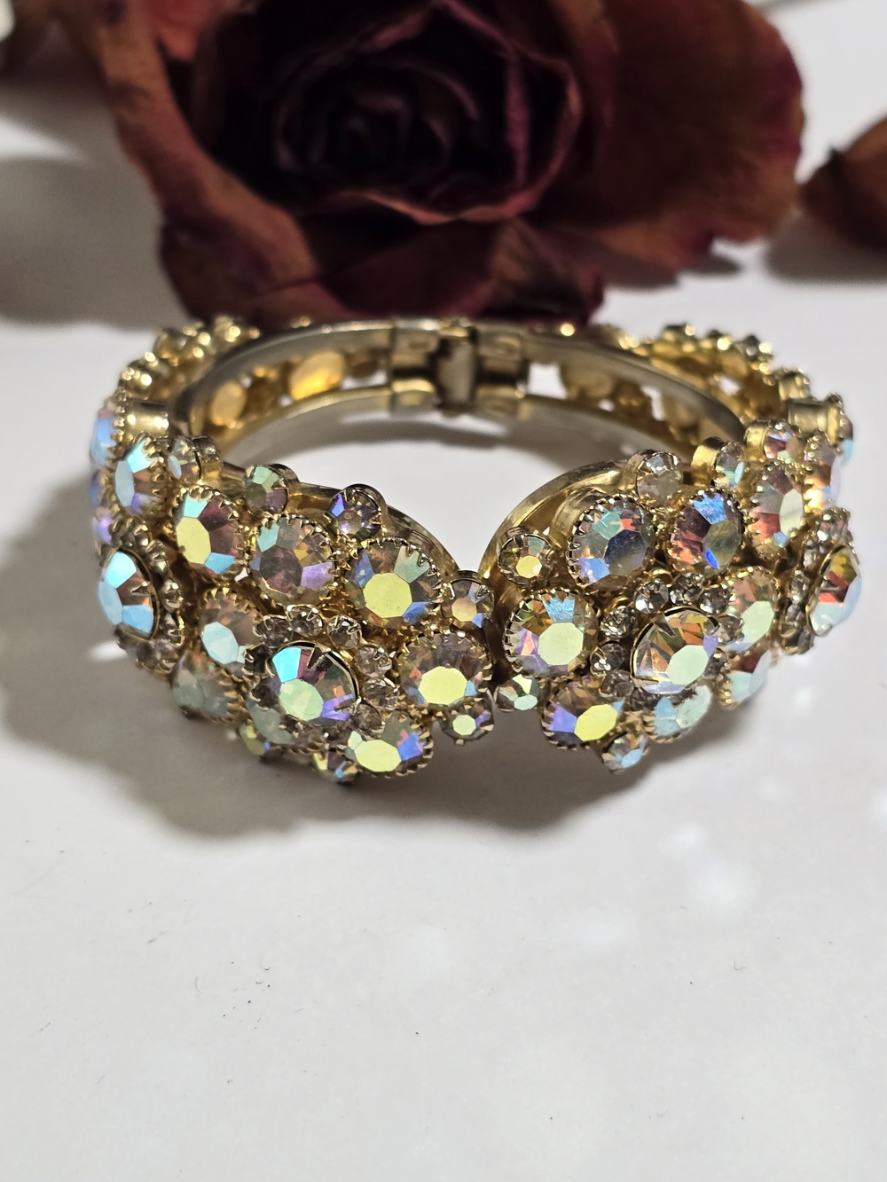 Juliana Gold Crystal Aurora Borealis Statement Bracelet